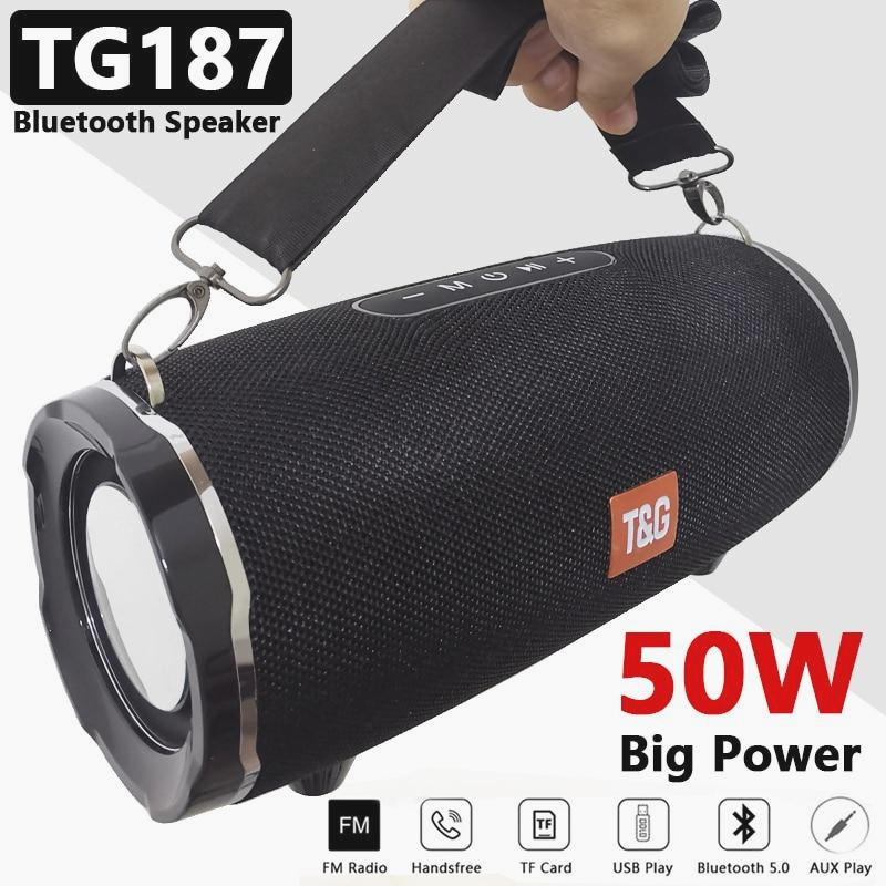 50W High Power TG187 Bluetooth Speaker Waterproof Portable Column For PC Computer Speakers Subwoofer