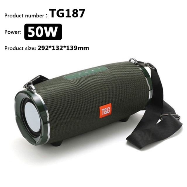 50W High Power TG187 Bluetooth Speaker Waterproof Portable Column For PC Computer Speakers Subwoofer