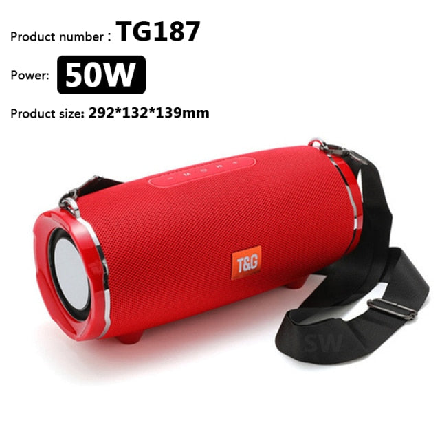 50W High Power TG187 Bluetooth Speaker Waterproof Portable Column For PC Computer Speakers Subwoofer